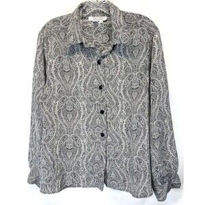 Laura & Jayne Collection Women Paisley Print Long Sleeve Blouse Size 14 w/defect
